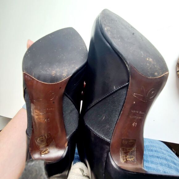 Joan Oloff Italy Women’s Boots Size 41 Leather Heel Gold‎ Zipper Back - Picture 7 of 7